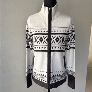 Cynthia Rowley Black and light gray Geometric Cardigan